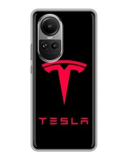 Чохол для OPPO Reno 10 з картинкою «Tesla Red Logo»