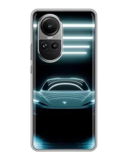 Чохол для OPPO Reno 10 з картинкою «Tesla в неоні»