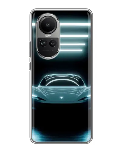 Чохол для OPPO Reno 10 з картинкою «Tesla в неоні»