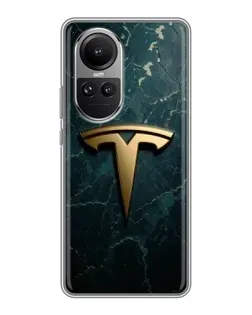 Чохол для OPPO Reno 10 з картинкою «Мармурова Tesla Gold»