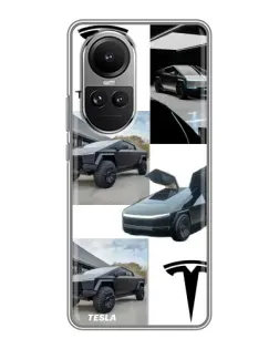 Чохол для OPPO Reno 10 з картинкою «Колаж Cybertruck Tesla»