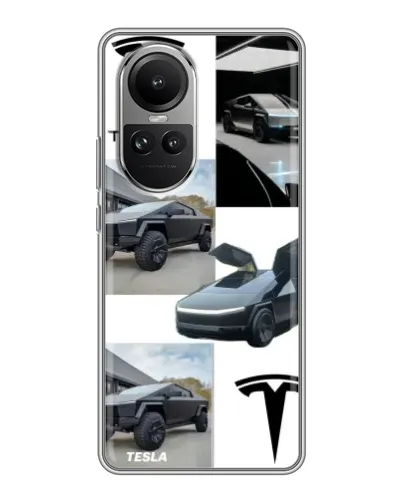 Чохол для OPPO Reno 10 з картинкою «Колаж Cybertruck Tesla»
