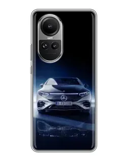 Чехол для OPPO Reno 10 с картинкой «Ночной Mercedes EQ»