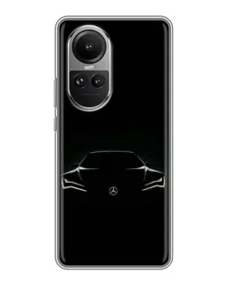 Чехол для OPPO Reno 10 с картинкой «Mercedes — силуэт авто» Чехол для OPPO Reno 10 с картинкой «Mercedes — силуэт авто»