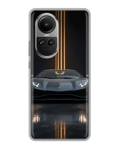Чохол для OPPO Reno 10 з картинкою «Lamborghini золоті лінії»