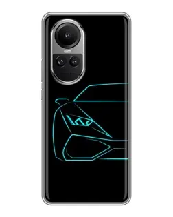 Чохол для OPPO Reno 10 з картинкою «Блакитний силует Lamborghini»
