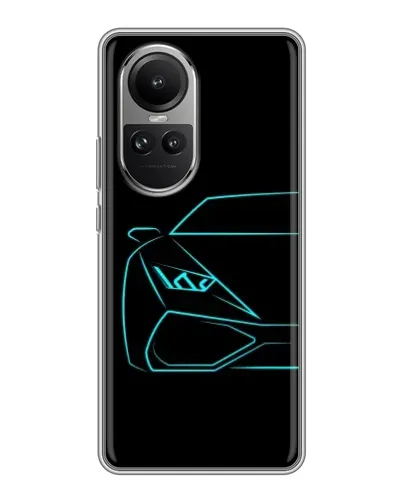 Чохол для OPPO Reno 10 з картинкою «Блакитний силует Lamborghini»
