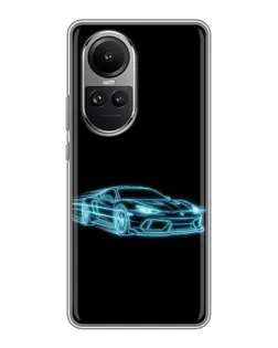 Чохол для OPPO Reno 10 з картинкою «Неоновий контур Lamborghini»