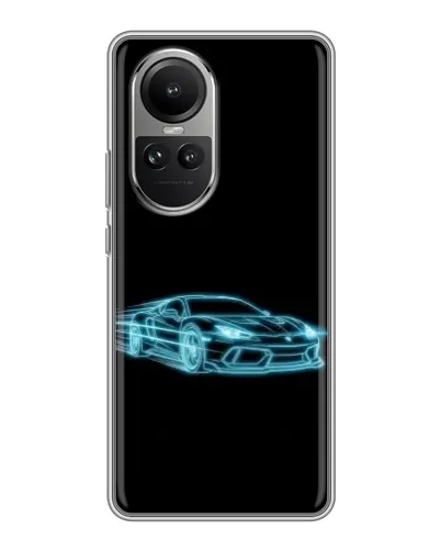 Чохол для OPPO Reno 10 з картинкою «Неоновий контур Lamborghini»