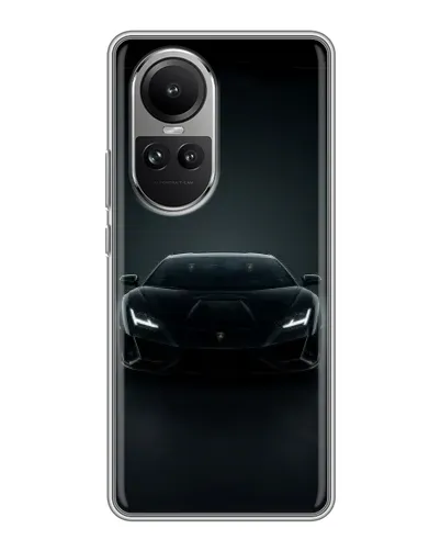 Чохол для OPPO Reno 10 з картинкою «Чорний Lamborghini Aventador»