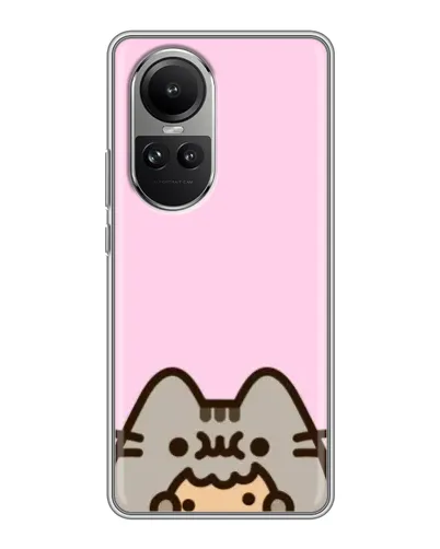Чехол для OPPO Reno 10 с картинкой «Pusheen и печенье»