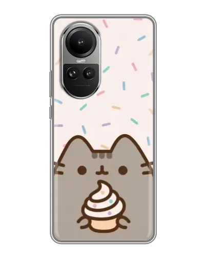 Чехол для OPPO Reno 10 с картинкой «Пушин с кексом»