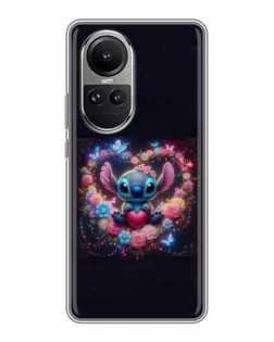 Чохол для OPPO Reno 10 з картинкою «Stitch у квітах»