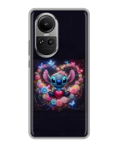Чехол для OPPO Reno 10 с картинкой «Stitch в цветах» Чехол для OPPO Reno 10 с картинкой «Stitch в цветах»