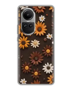 Чохол для OPPO Reno 10 з картинкою «Візерунок з маленьких соняшників»