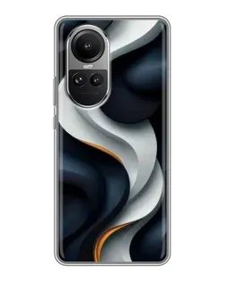 Чохол для OPPO Reno 10 з картинкою «Об'ємні чорно-білі стрічки»
