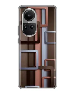 Чохол для OPPO Reno 10 з картинкою «Коричневі об'ємні квадрати»