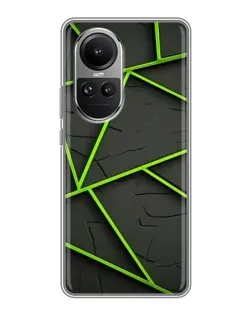 Чохол для OPPO Reno 10 з картинкою «Зелені геометричні лінії»