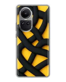 Чохол для OPPO Reno 10 з картинкою «Чорне жовте переплетення»
