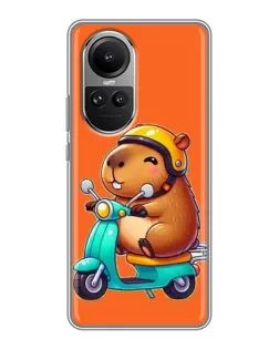 Чохол для OPPO Reno 10 з картинкою «Капібара на скутері»