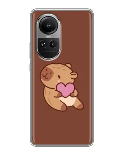 Чохол для OPPO Reno 10 з картинкою «Капібара з серцем»