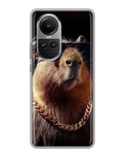 Чохол для OPPO Reno 10 з картинкою «Капібара золотий ланцюг»