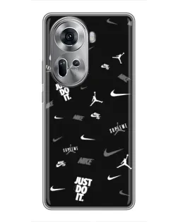 Чехол для OPPO Reno 11 5G с картинкой «Nike Black Pattern»