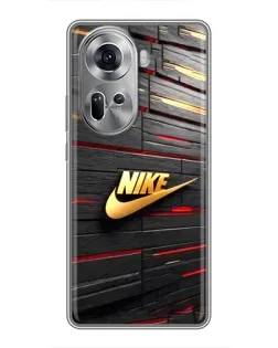 Чехол для OPPO Reno 11 5G с картинкой «Золотой Nike на металле»