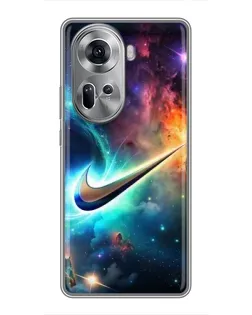 Чехол для OPPO Reno 11 5G с картинкой «Космический Nike Swoosh»