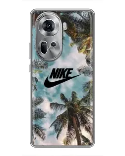 Чехол для OPPO Reno 11 5G с картинкой «Тропический принт Nike» Чехол для OPPO Reno 11 5G с картинкой «Тропический принт Nike»