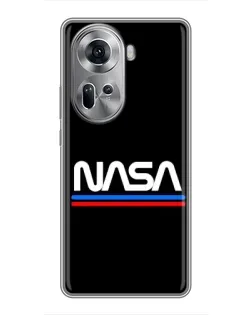 Чехол для OPPO Reno 11 5G с картинкой «NASA — классика Red Blue» Чехол для OPPO Reno 11 5G с картинкой «NASA — классика Red Blue»