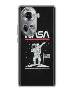 Чехол для OPPO Reno 11 5G с картинкой «NASA — шагаем по Луне»