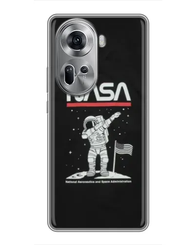 Чехол для OPPO Reno 11 5G с картинкой «NASA — шагаем по Луне»