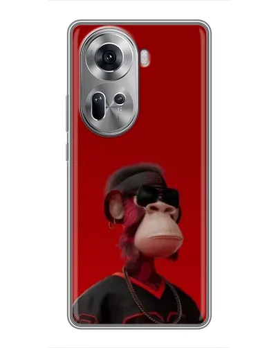 Чехол для OPPO Reno 11 5G с картинкой «Bored Ape в красном»