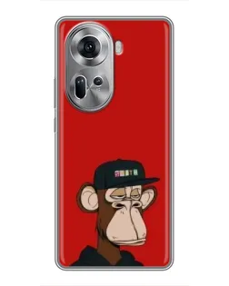 Чохол для OPPO Reno 11 5G з картинкою «Bored Ape — червоний фон»