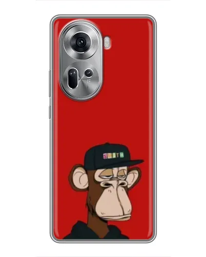Чехол для OPPO Reno 11 5G с картинкой «Bored Ape — красный фон»