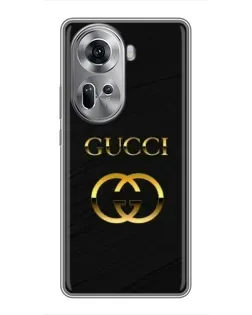 Чехол для OPPO Reno 11 5G с картинкой «Золотой логотип Gucci»