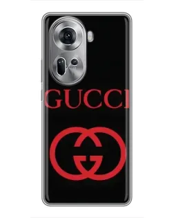 Чехол для OPPO Reno 11 5G с картинкой «Gucci — красный логотип»