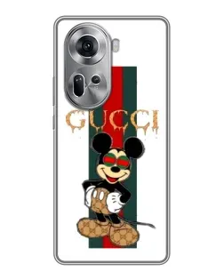 Чехол для OPPO Reno 11 5G с картинкой «Микки Маус Gucci — полосы»