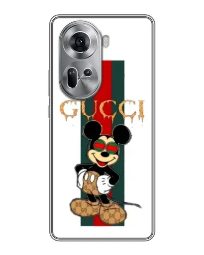 Чехол для OPPO Reno 11 5G с картинкой «Микки Маус Gucci — полосы» Чехол для OPPO Reno 11 5G с картинкой «Микки Маус Gucci — полосы»