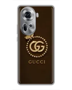 Чехол для OPPO Reno 11 5G с картинкой «Gucci — золотая бабочка»