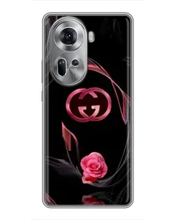 Чехол для OPPO Reno 11 5G с картинкой «Gucci — неоновая роза»