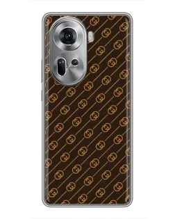 Чехол для OPPO Reno 11 5G с картинкой «Gucci — золотые диагонали»