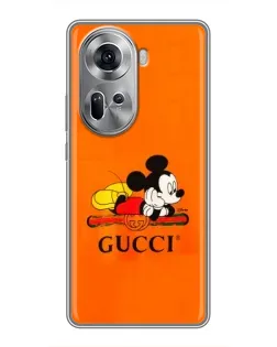 Чехол для OPPO Reno 11 5G с картинкой «Микки Маус Gucci — оранж»