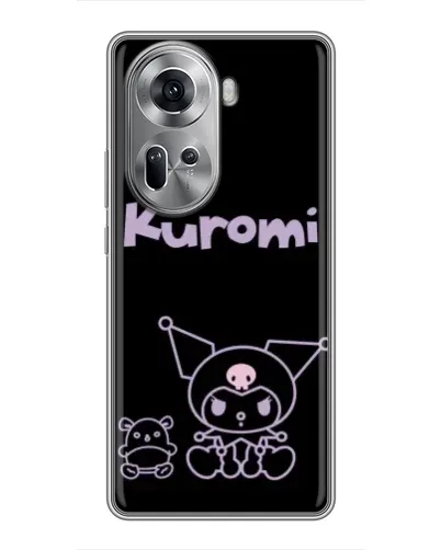 Чехол для OPPO Reno 11 5G с картинкой «Kuromi — черный минимализм»