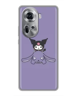 Чехол для OPPO Reno 11 5G с картинкой «Kuromi на лиловом фоне» Чехол для OPPO Reno 11 5G с картинкой «Kuromi на лиловом фоне»