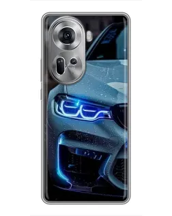 Чехол для OPPO Reno 11 5G с картинкой «Взгляд BMW с синими фарами» Чехол для OPPO Reno 11 5G с картинкой «Взгляд BMW с синими фарами»