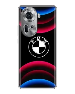 Чехол для OPPO Reno 11 5G с картинкой «Логотип BMW и неоновые дуги» Чехол для OPPO Reno 11 5G с картинкой «Логотип BMW и неоновые дуги»