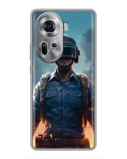 Чехол для OPPO Reno 11 5G с картинкой «PUBG — реалистичный герой»