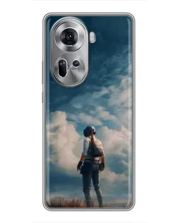 Чехол для OPPO Reno 11 5G с картинкой «Герой PUBG на скале»